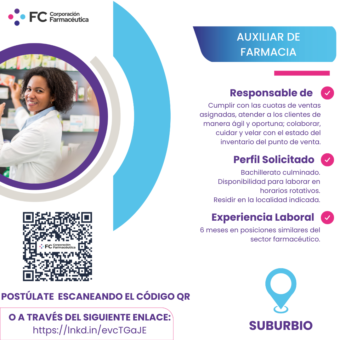 Nuevas oportunidades de empleo: Auxiliar de Farmacia -Guayaquil en ...